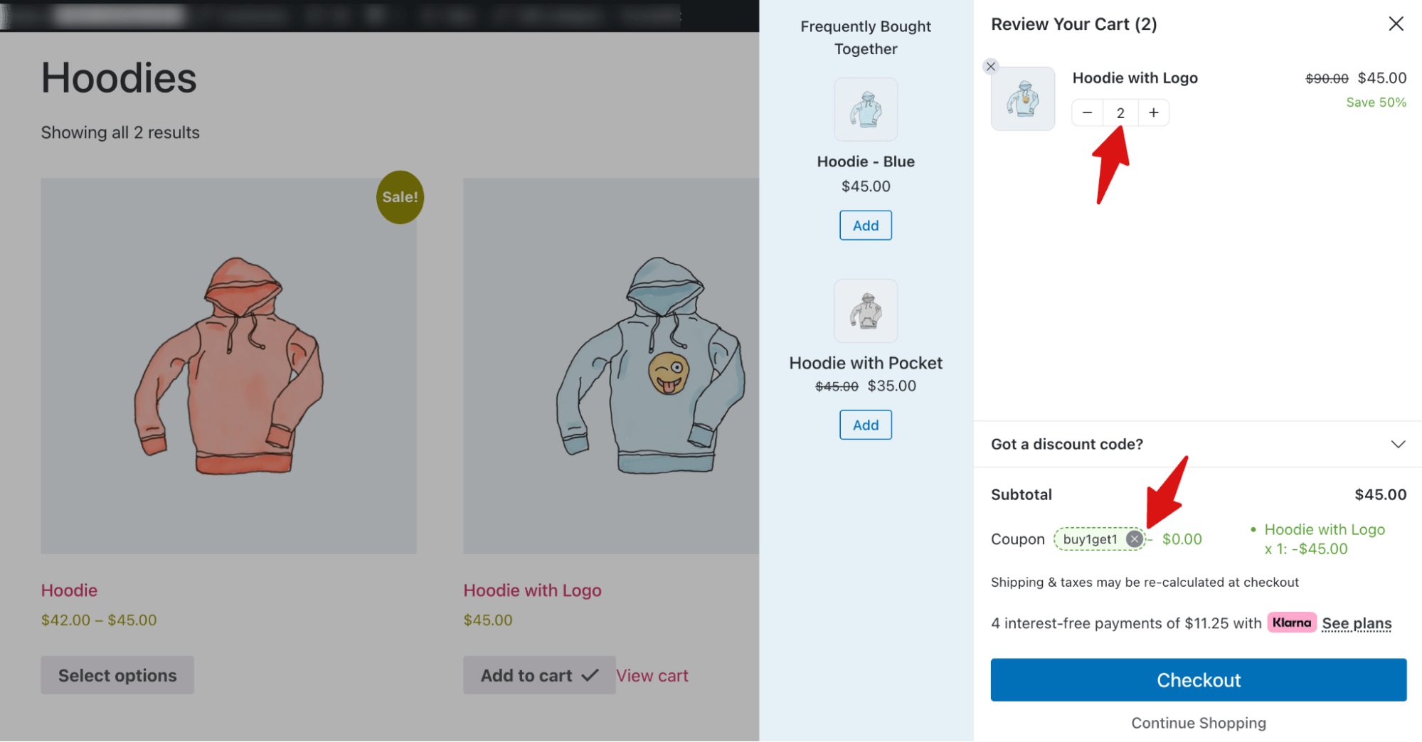 manually apply woocommerce bogo coupon