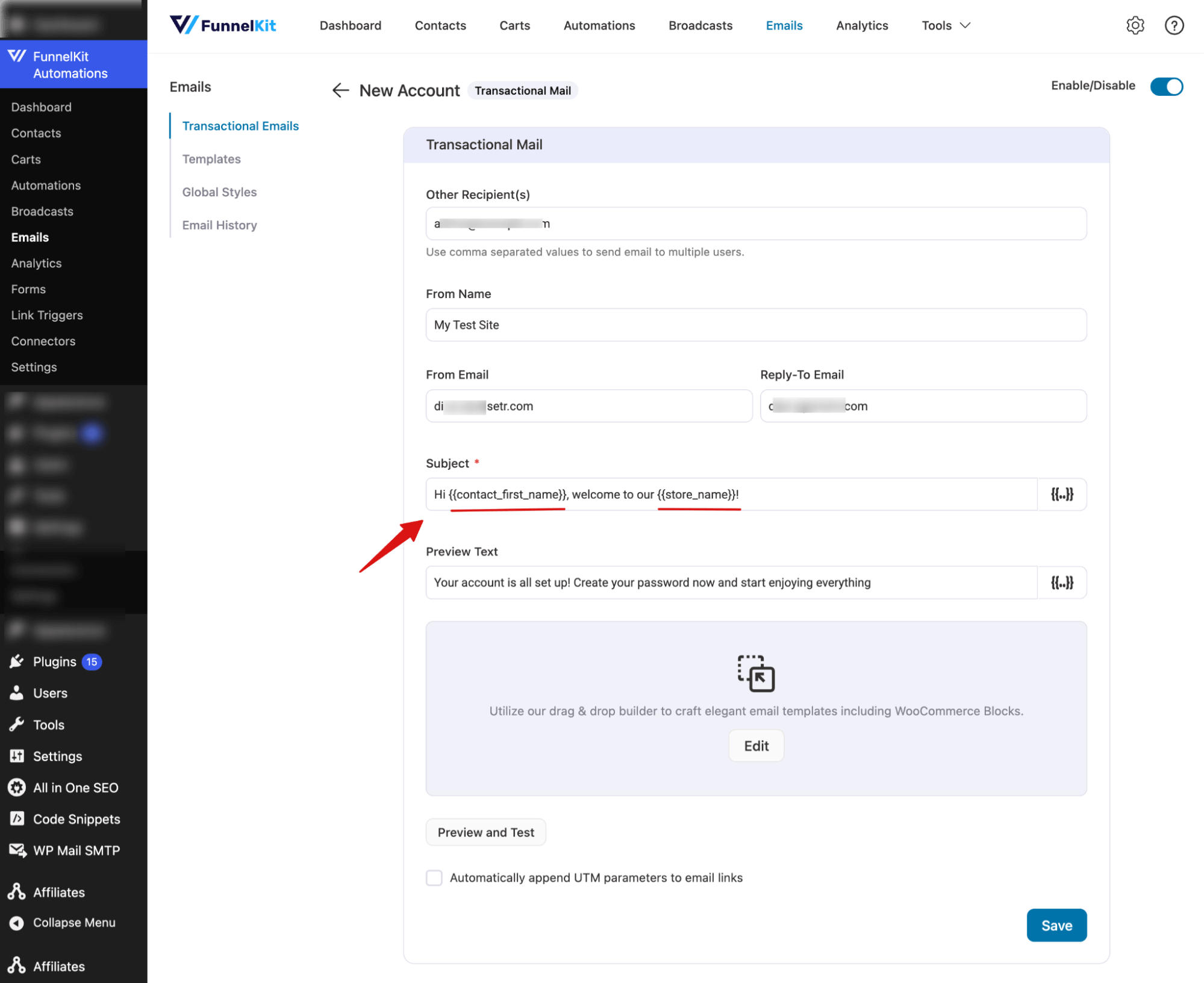 personalize subject line for welcome email