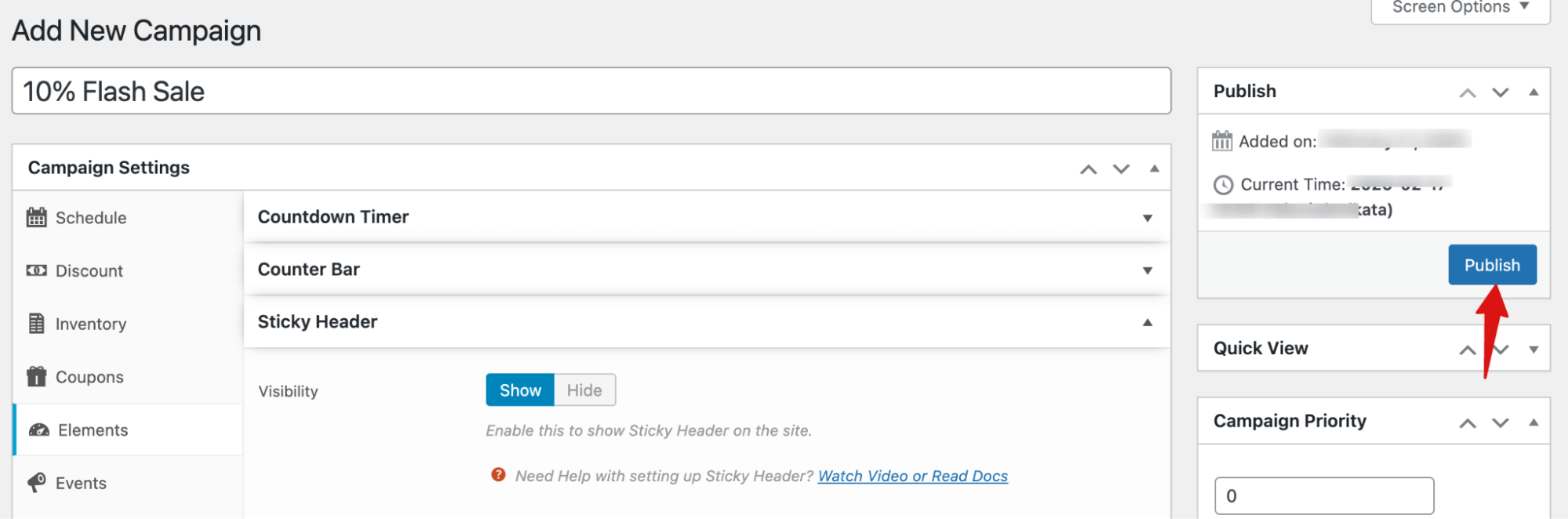 publish WooCommerce flash sale