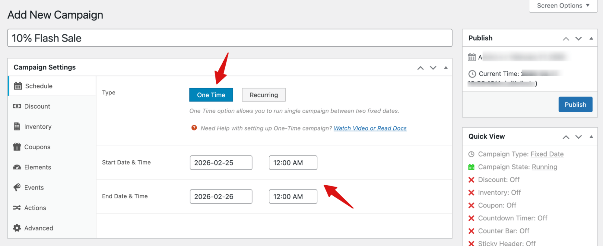 schedule woocommerce flash sale set start and end time and date both