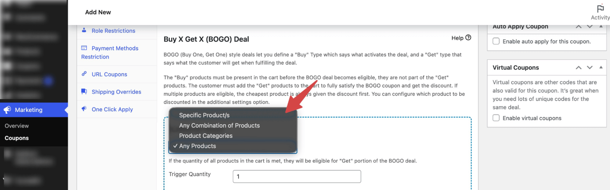 types of woocommerce bogo deals