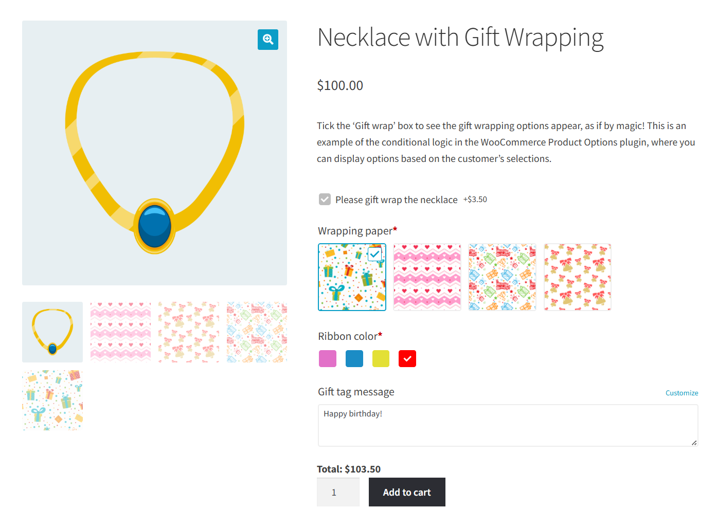 WooCommerce product options plugin by barn2