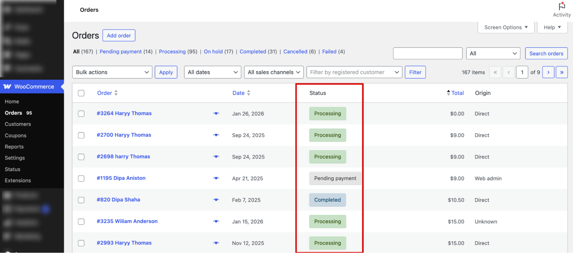 Different order statues