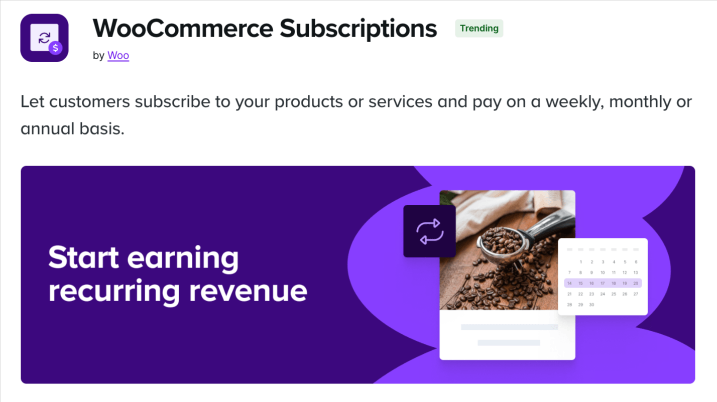 WooCommerce Subscriptions is the official subscription plugin built by WooCommerce