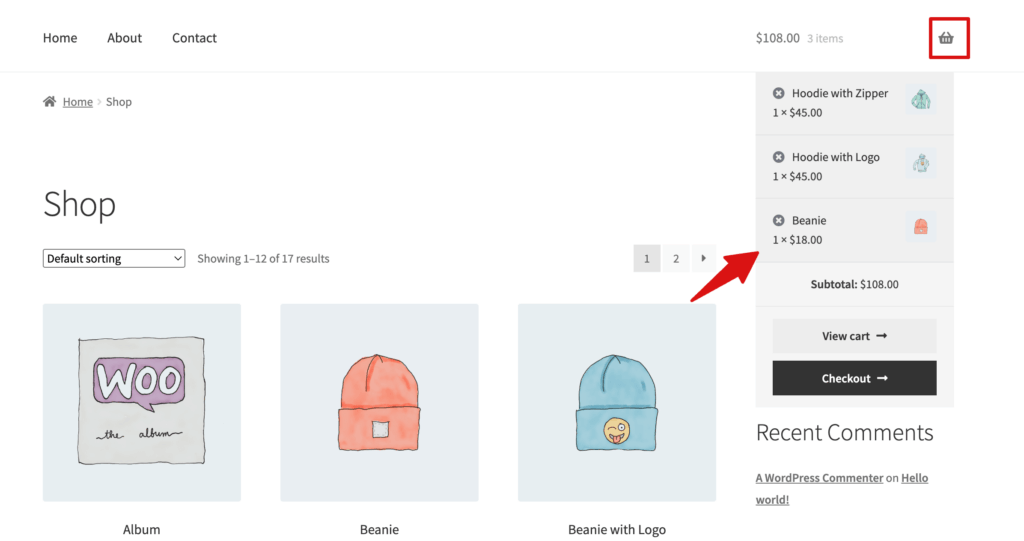 WooCommerce does offer a Mini Cart by default. 