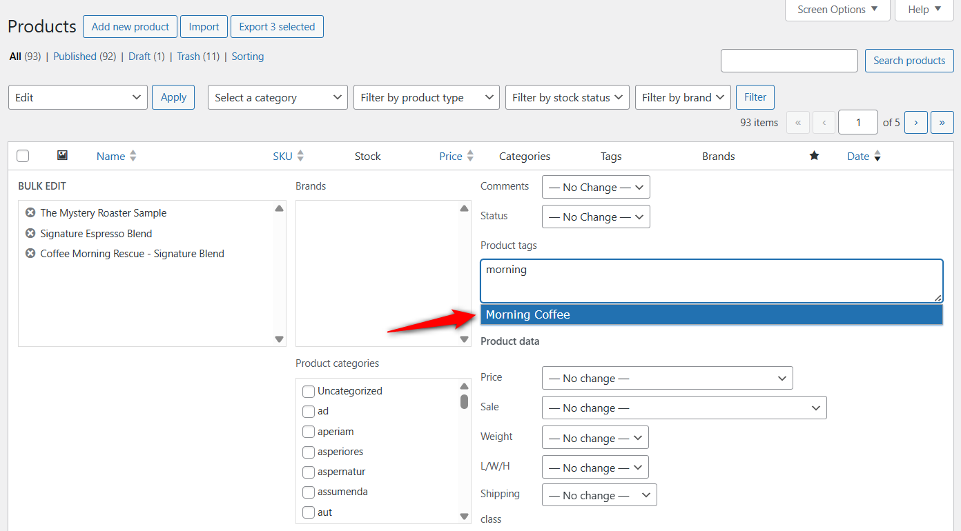 add tags to multiple products