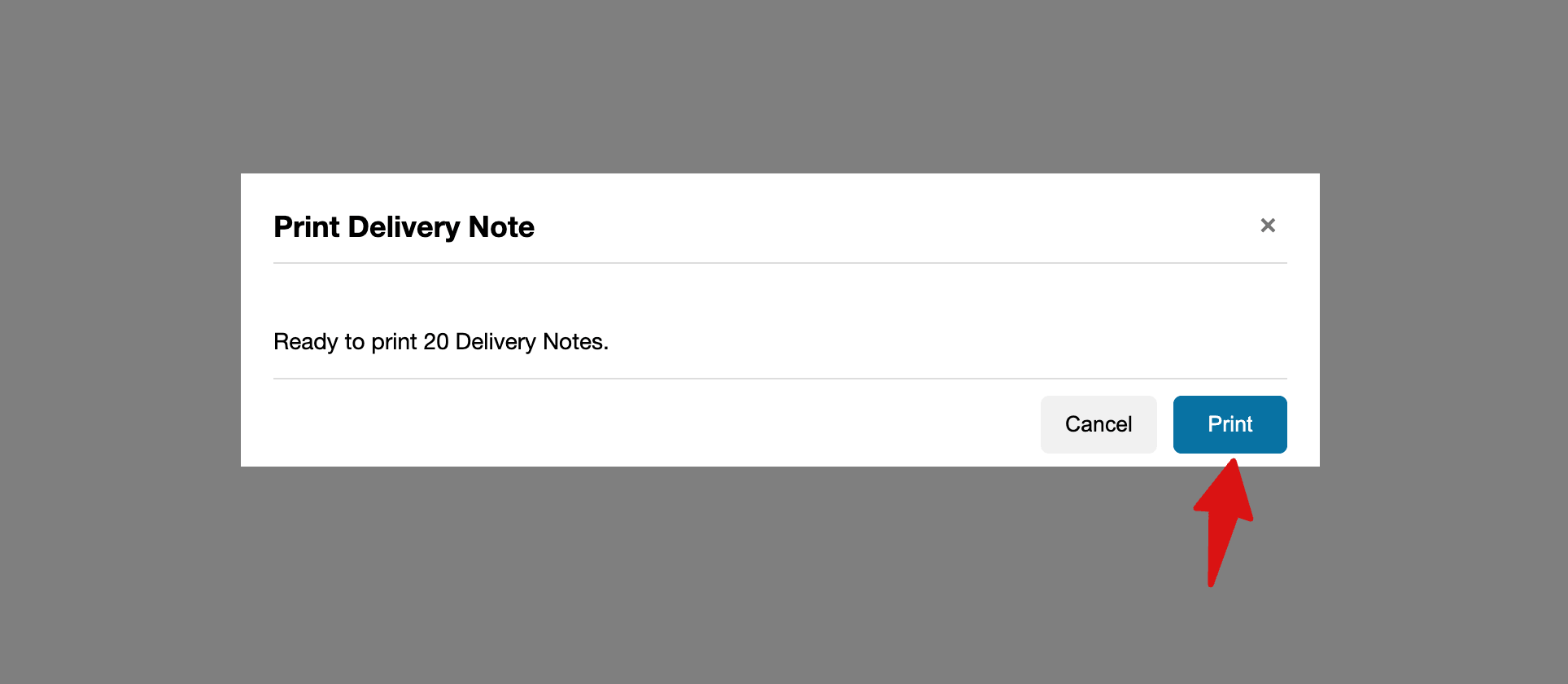 confirm bulk print WooCommerce delivery note