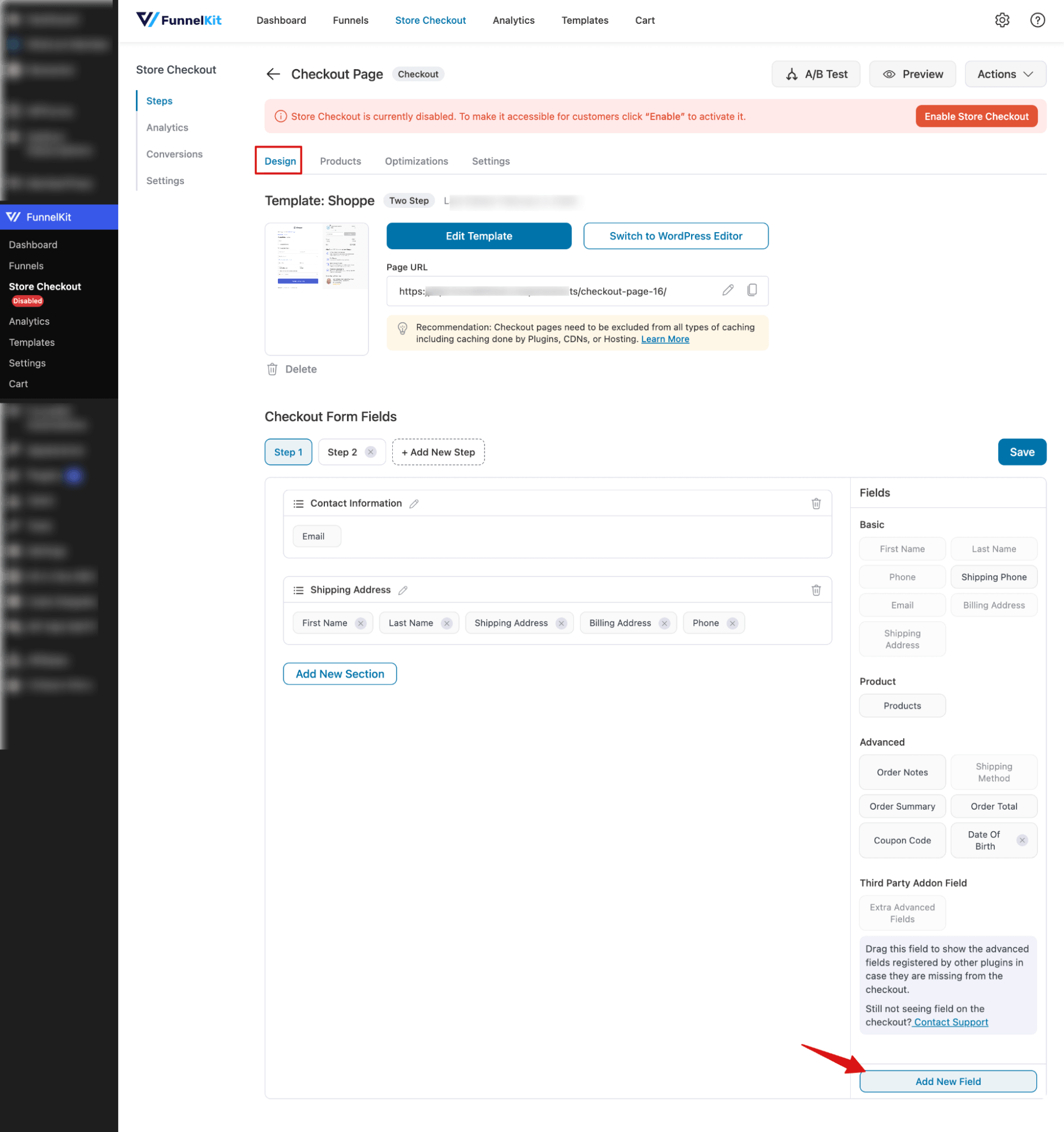 hit add new field to create age verification field