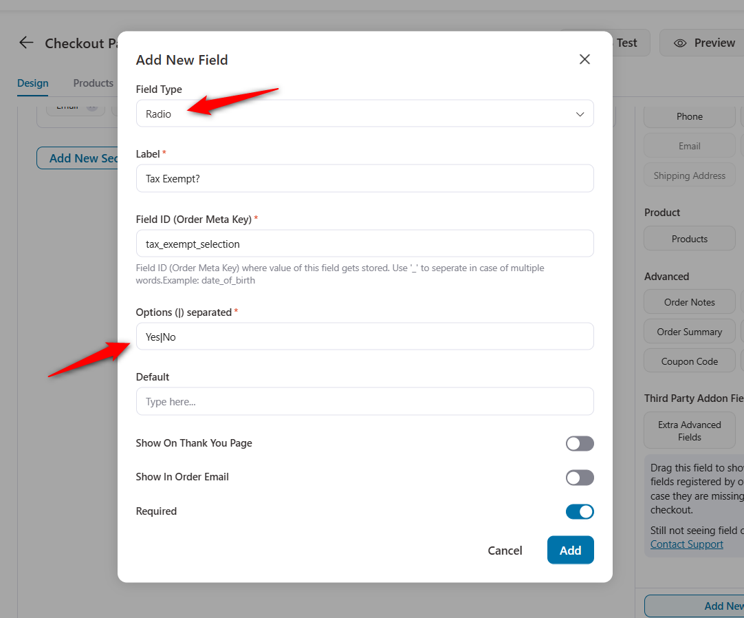 Add the custom radio field to trigger conditional rules