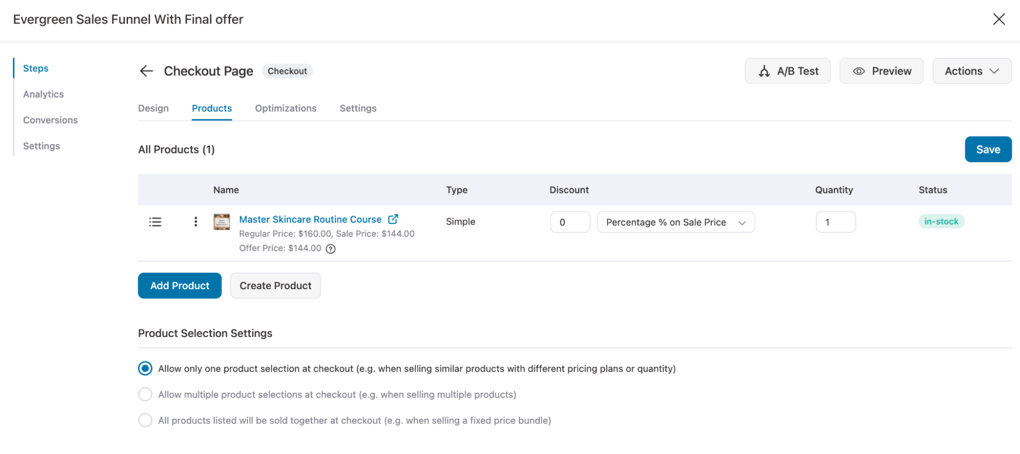 add product to checkout page