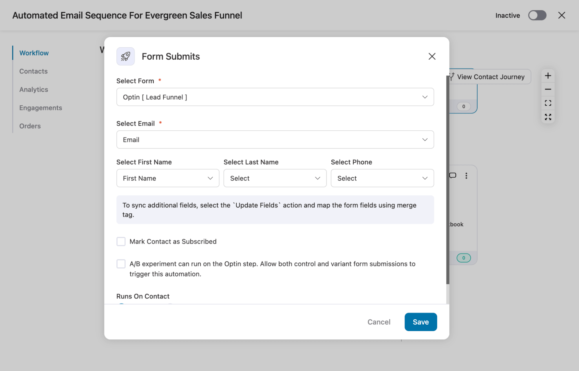 configure optin form submit forms