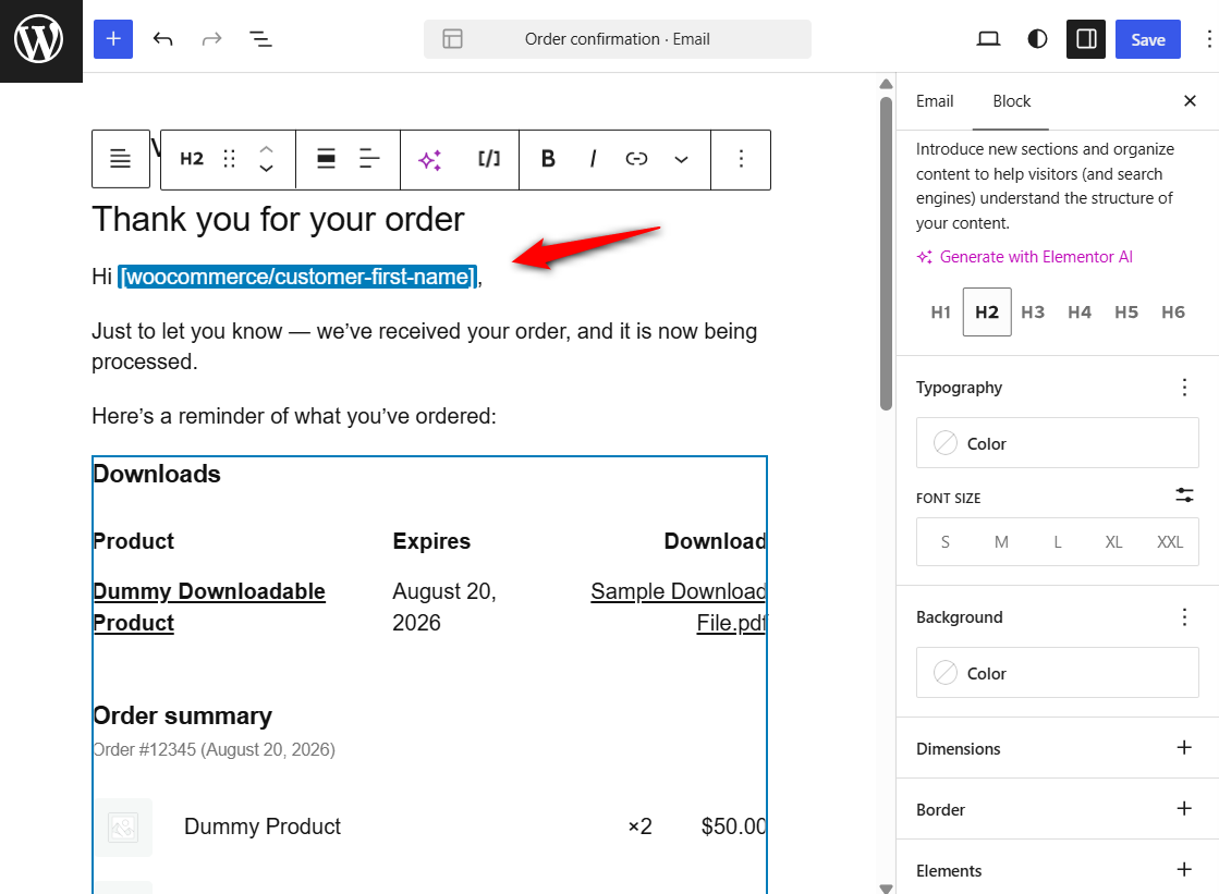 Add paragraphs, images, buttons, and spacing exactly as you would in the WordPress editor.