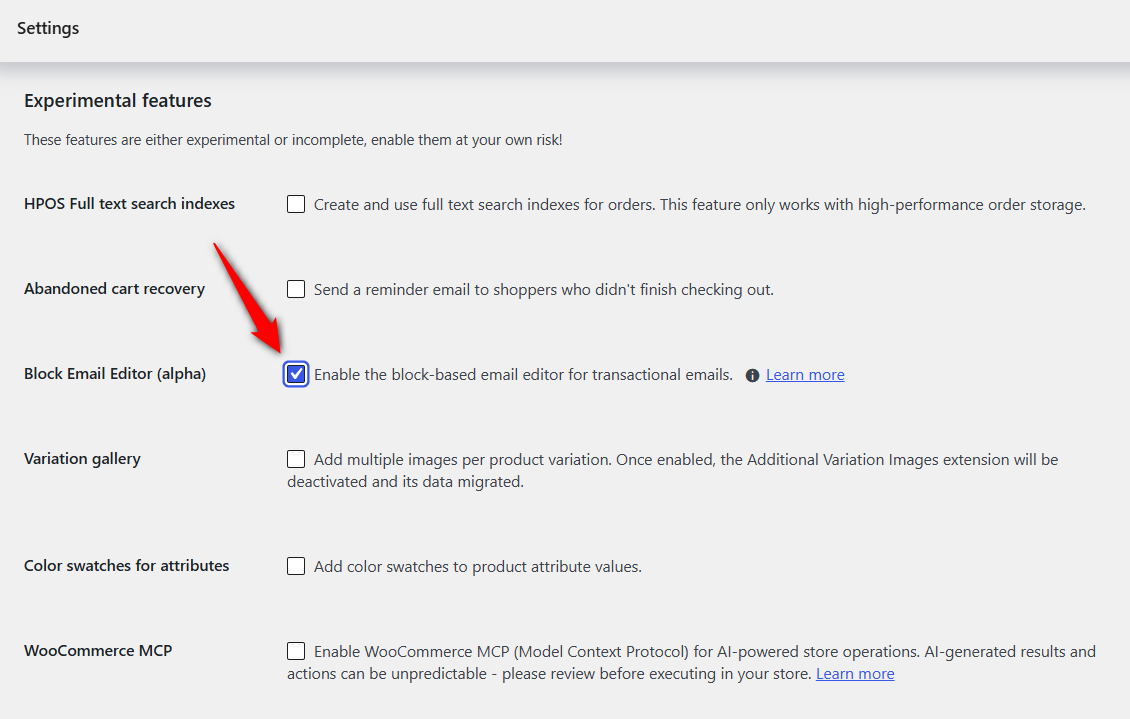 enable block-based editor for your woocommerce transactional emails