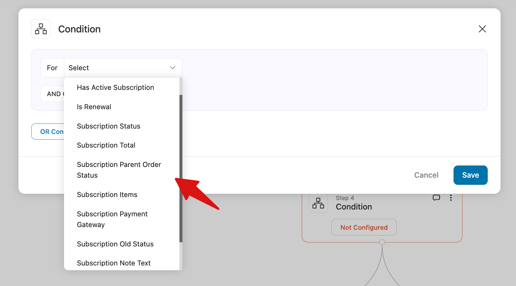 Sublium subscription conditions rules settings
