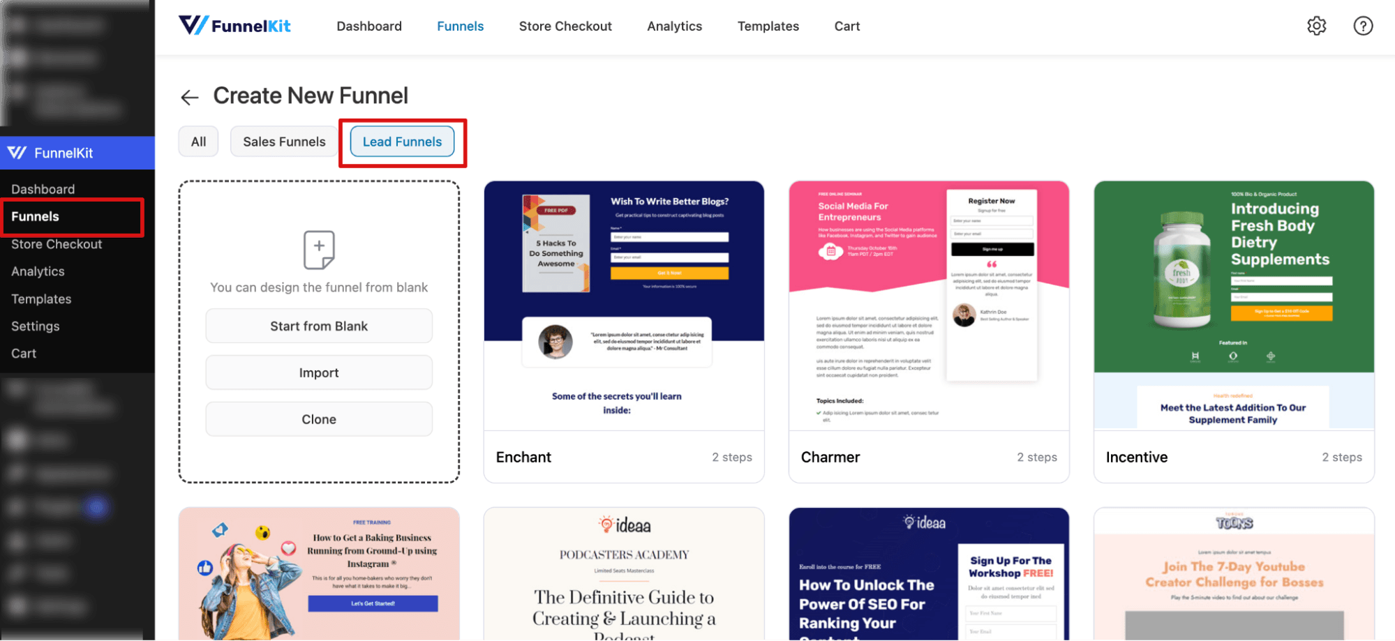 lead funnel prebuilt templates