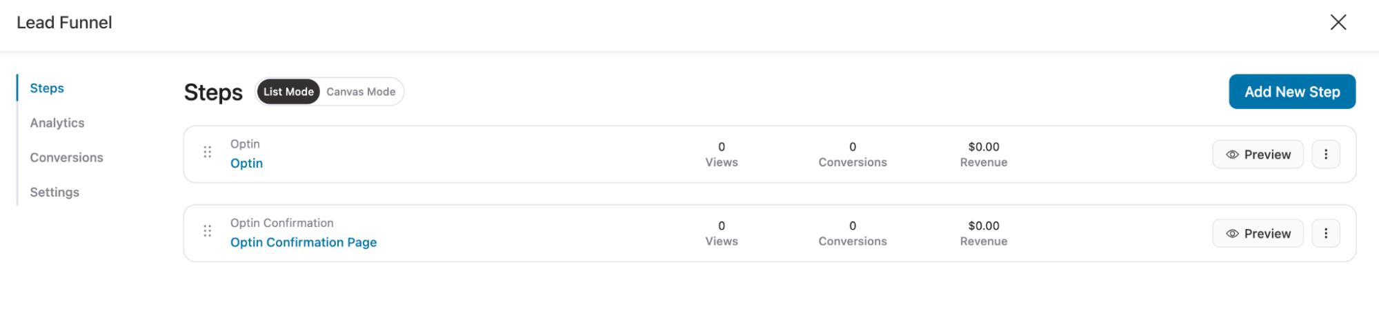 optin funnel with all the steps