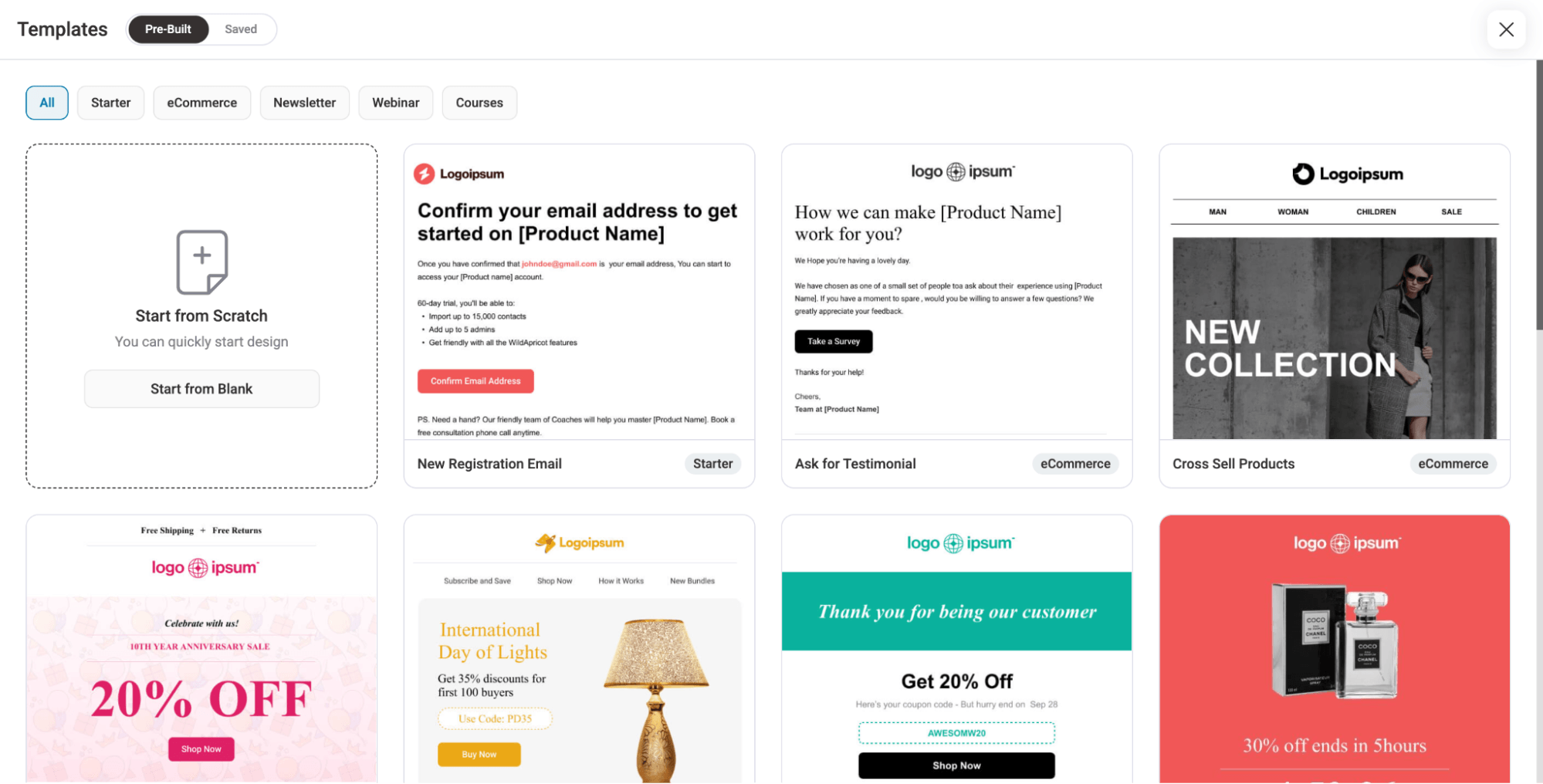 sales funnel prebuilt templates