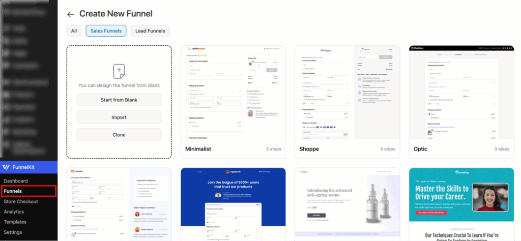 sales funnel templates