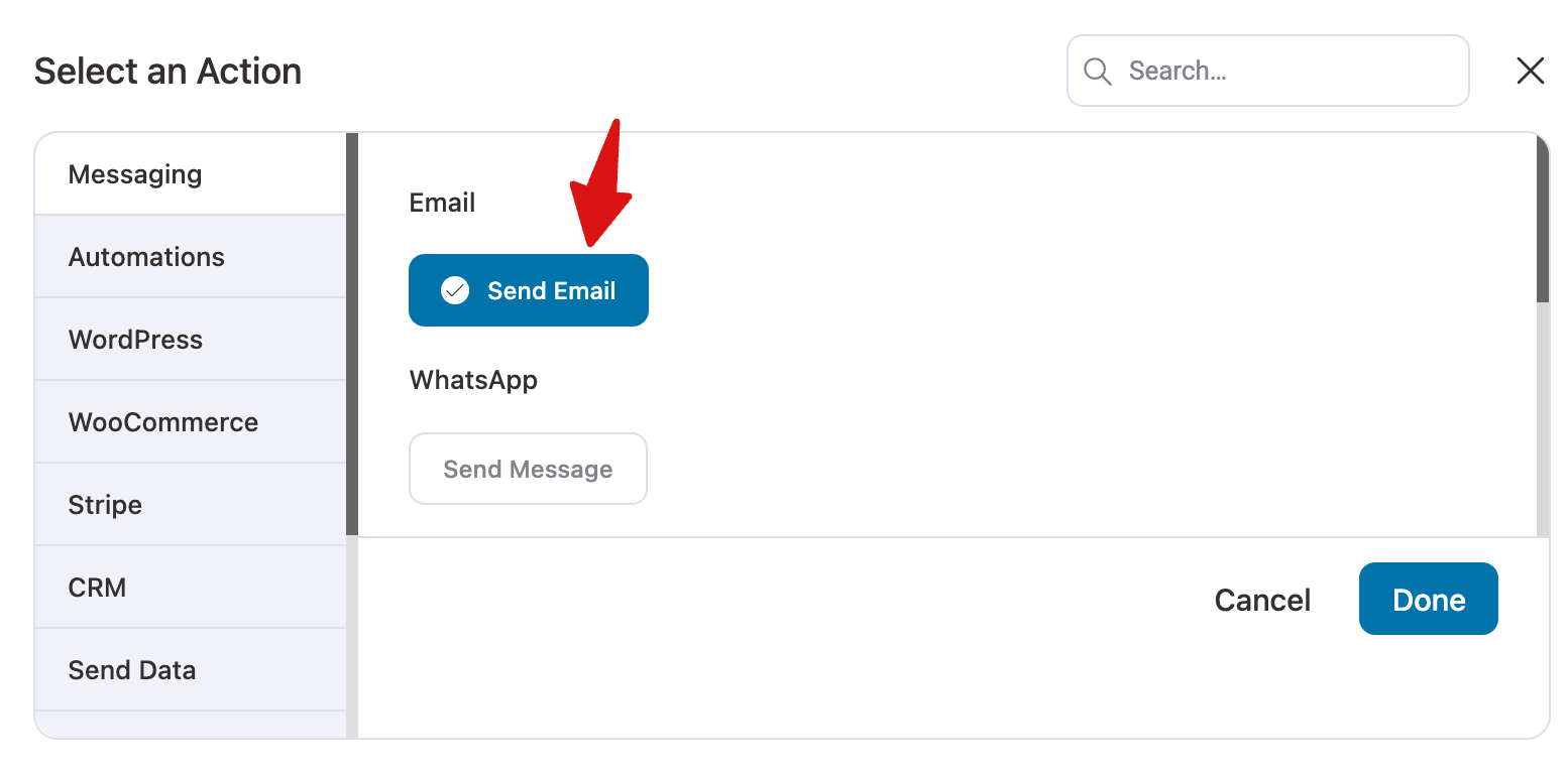 select send email action for evergreen sales funnel