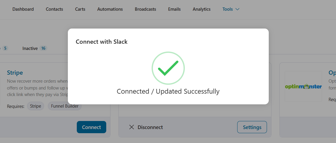successfully set up woocommerce slack integration