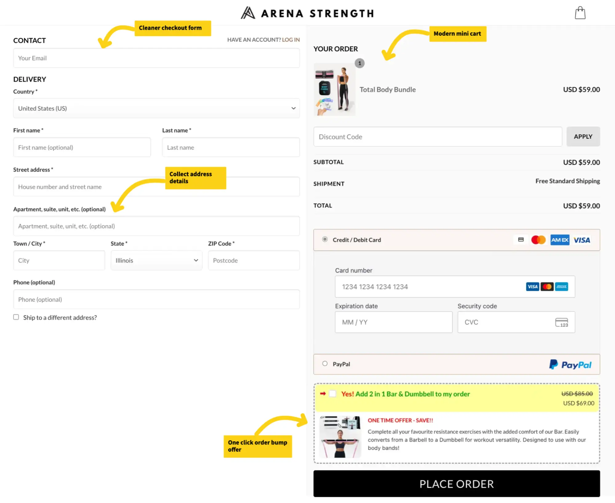 How Arena Strength Improved Checkout Flow to Drive More Conversions and AOV