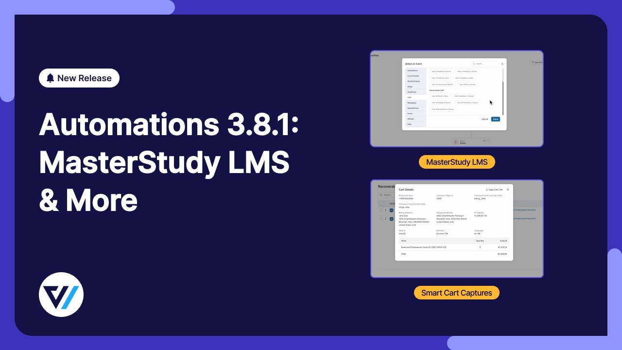 Introducing FunnelKit Automations 3.8.1: MasterStudy LMS Integration, Smart Cart Capture, and More