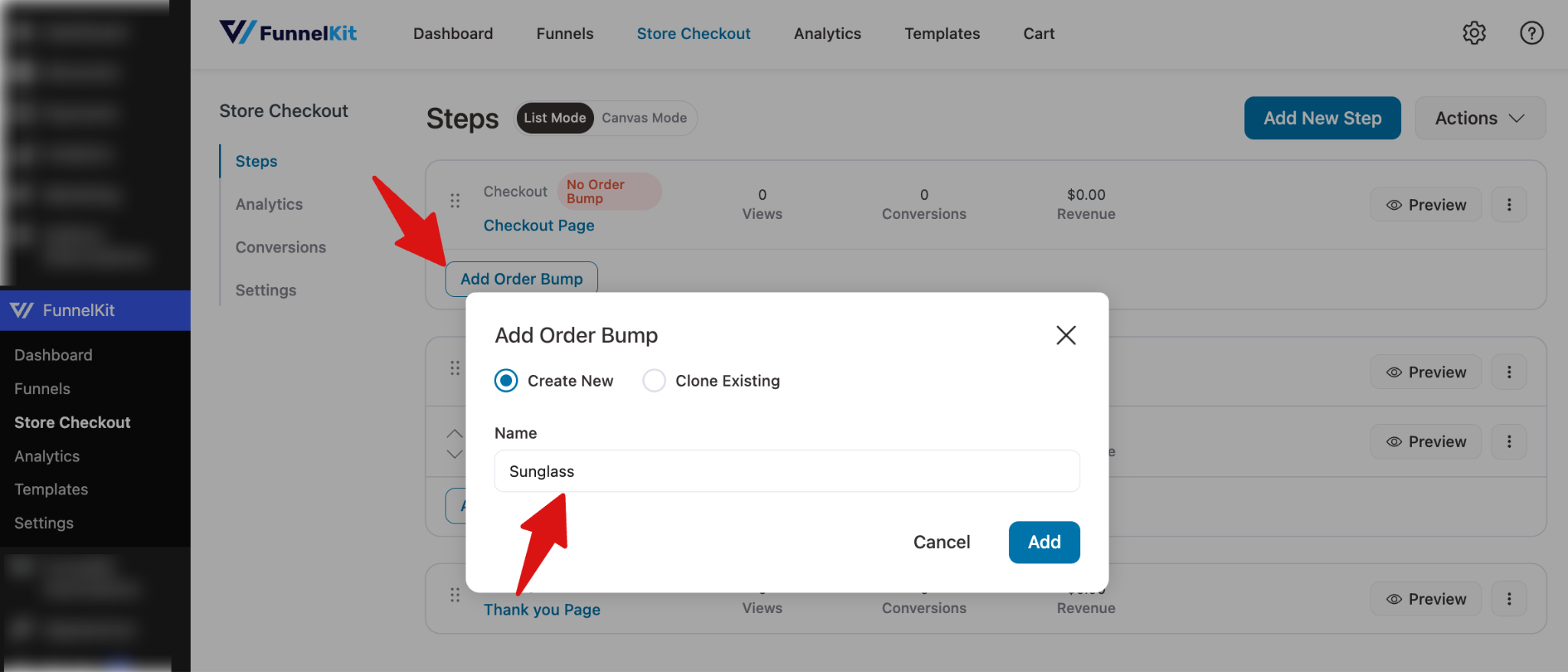 Add a new order bump offer in FunnelKit checkout