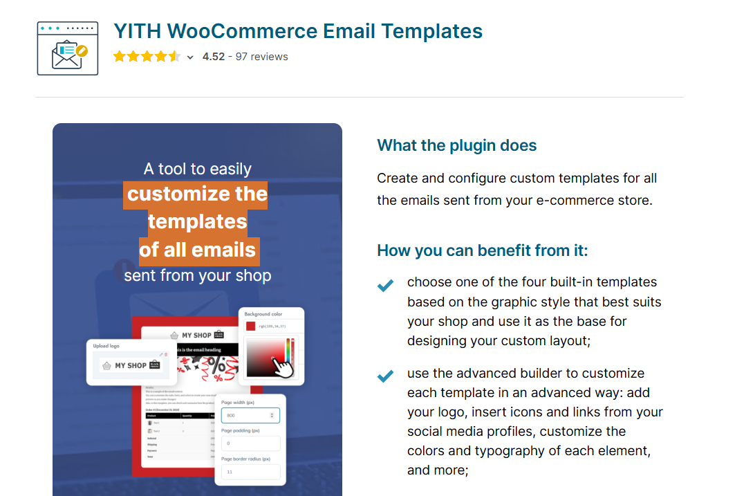 YITH WooCommerce Email Templates plugin