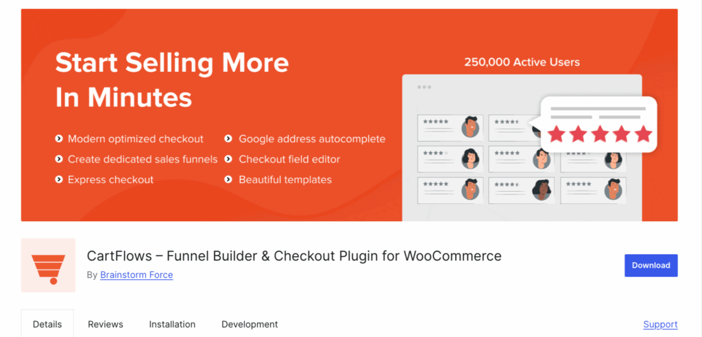 CartFlows - A basic sales funnel builder with limited flexible and optimization options