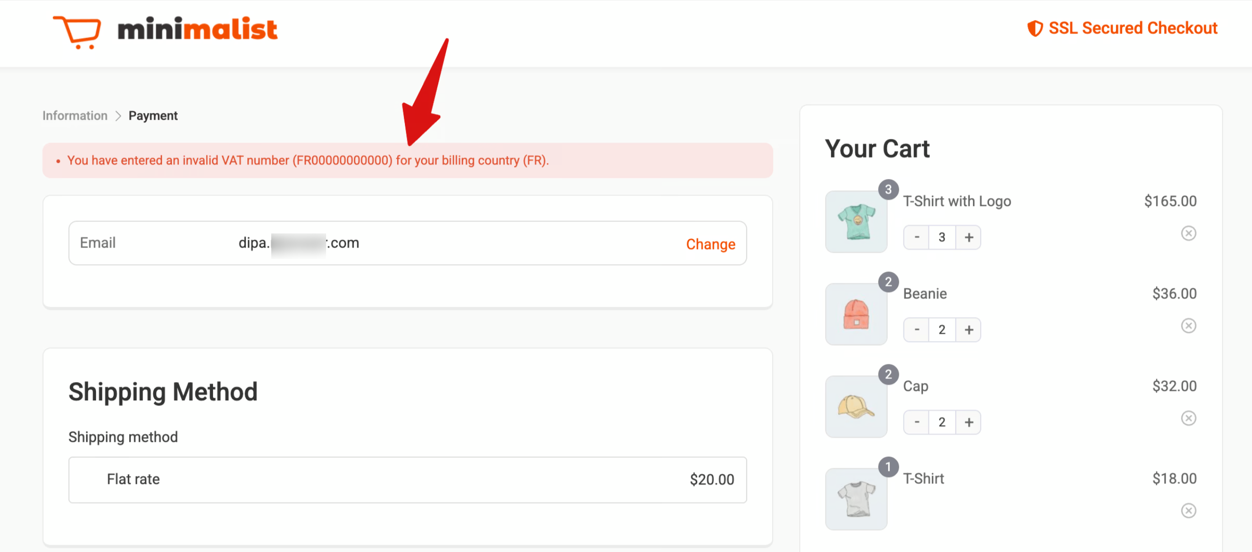 Enter a valid EU VAT number along with a matching EU billing address