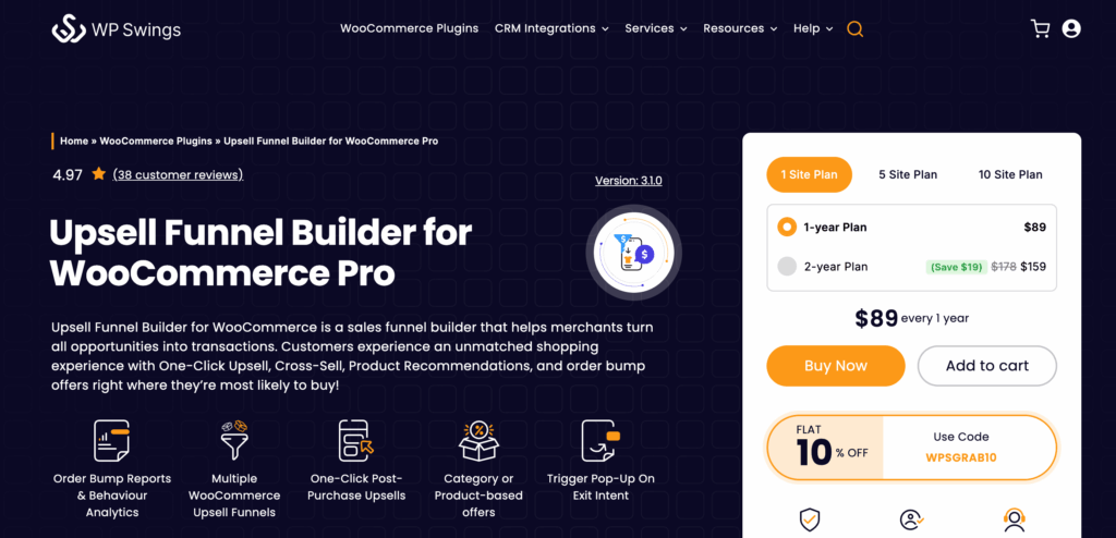 One-Click Upsell Funnel for WooCommerce (WP Swings) - A post-purchase upsell addon builder