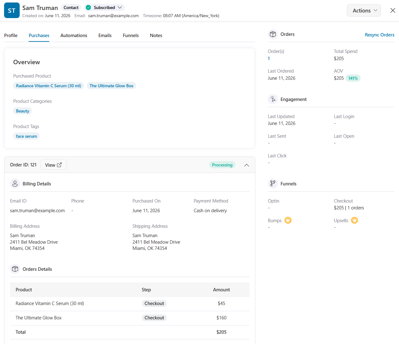 detailed contact profiles
