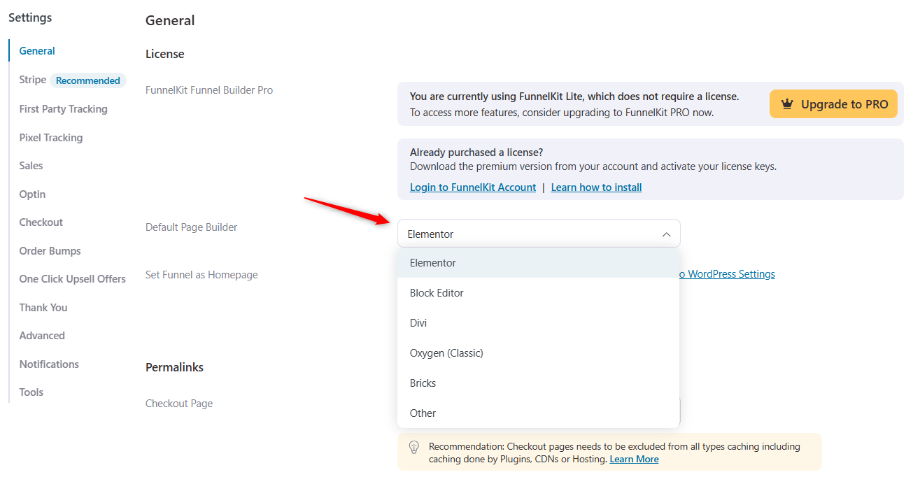 default page builder support