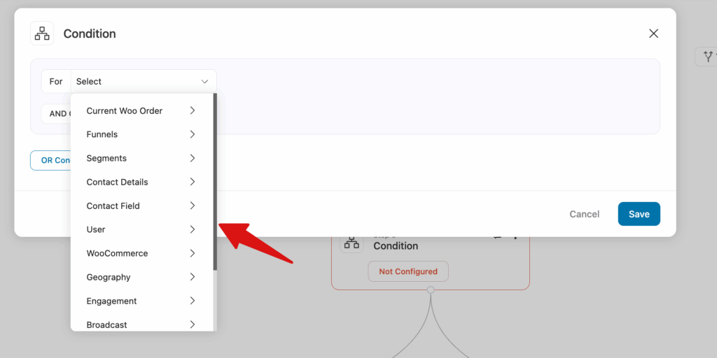 filter for conditions funnelkit automations