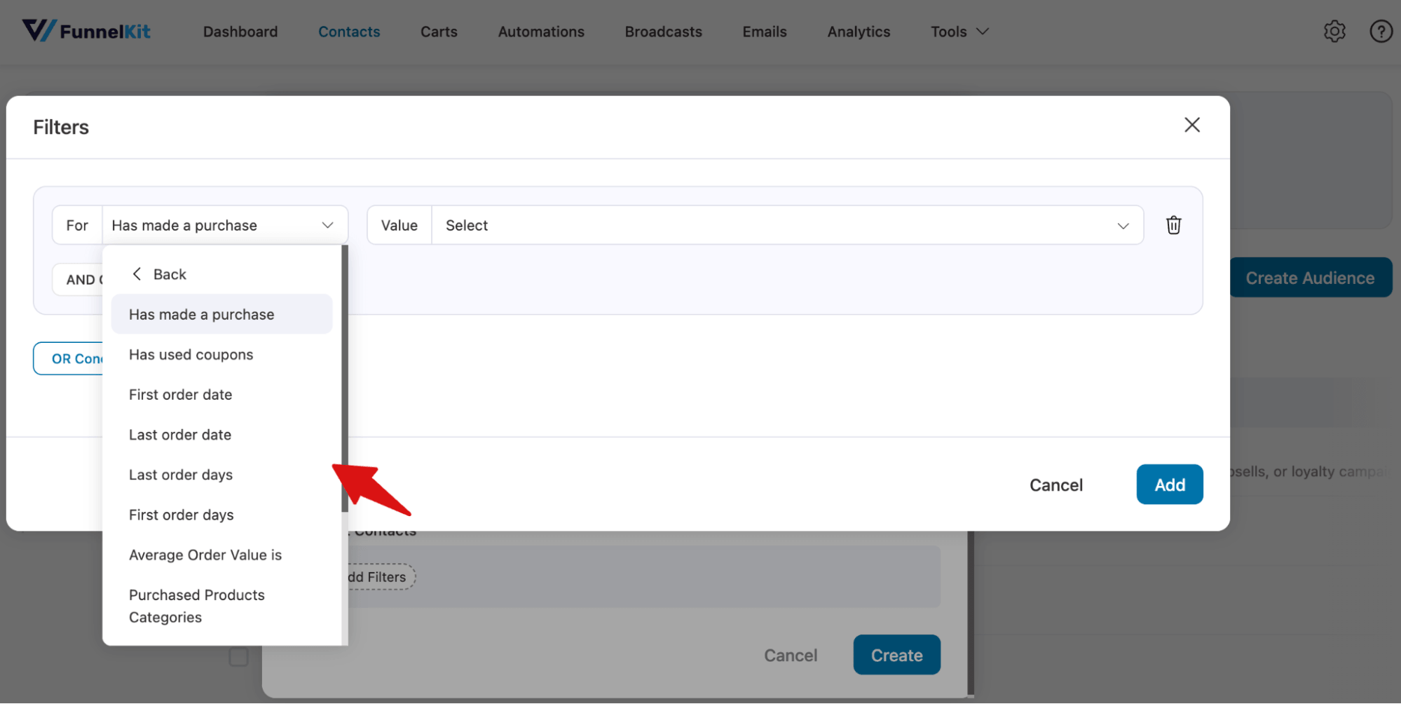 filters for customer segmentation FunnelKit Automations