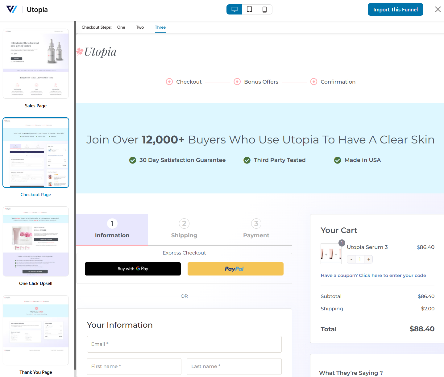 FunnelKit checkout templates - preview, import, edit and go live