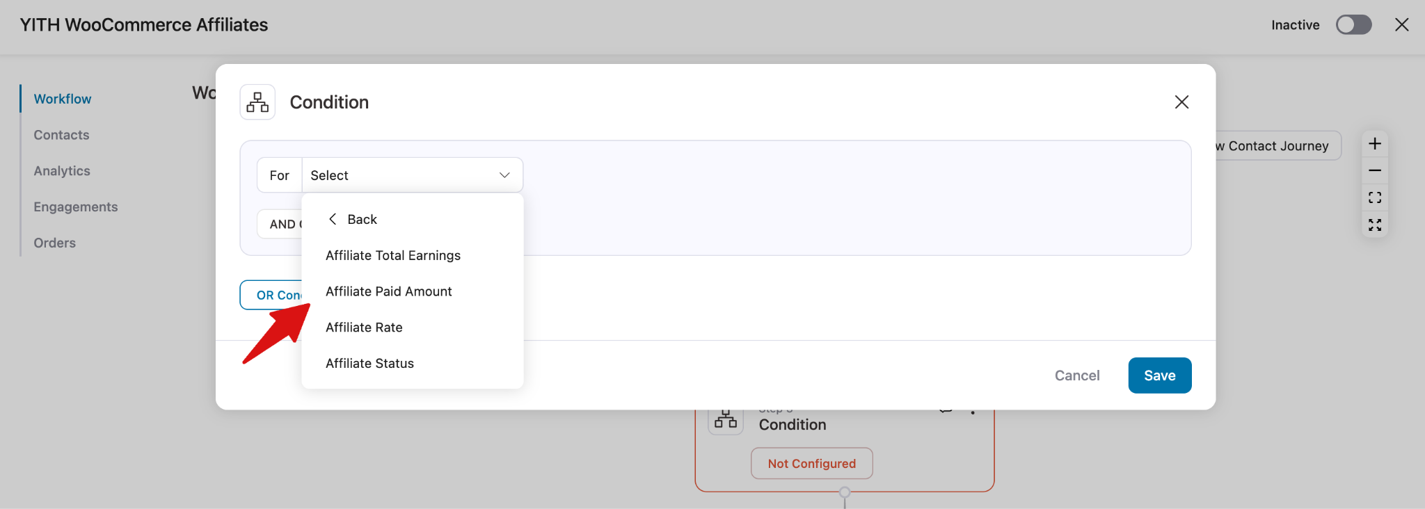 Then, select any of the available parameters