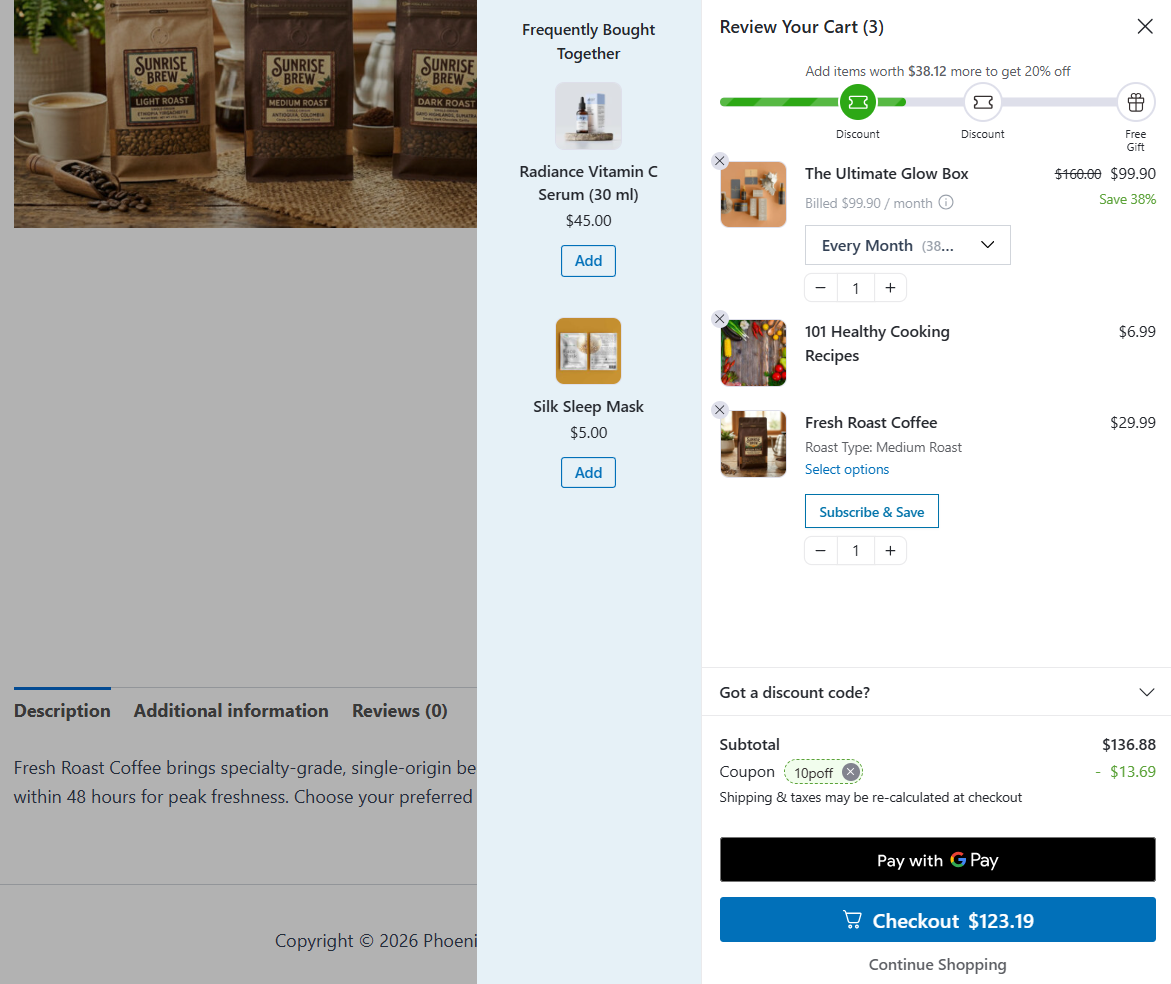 subscription items inside funnelkit cart