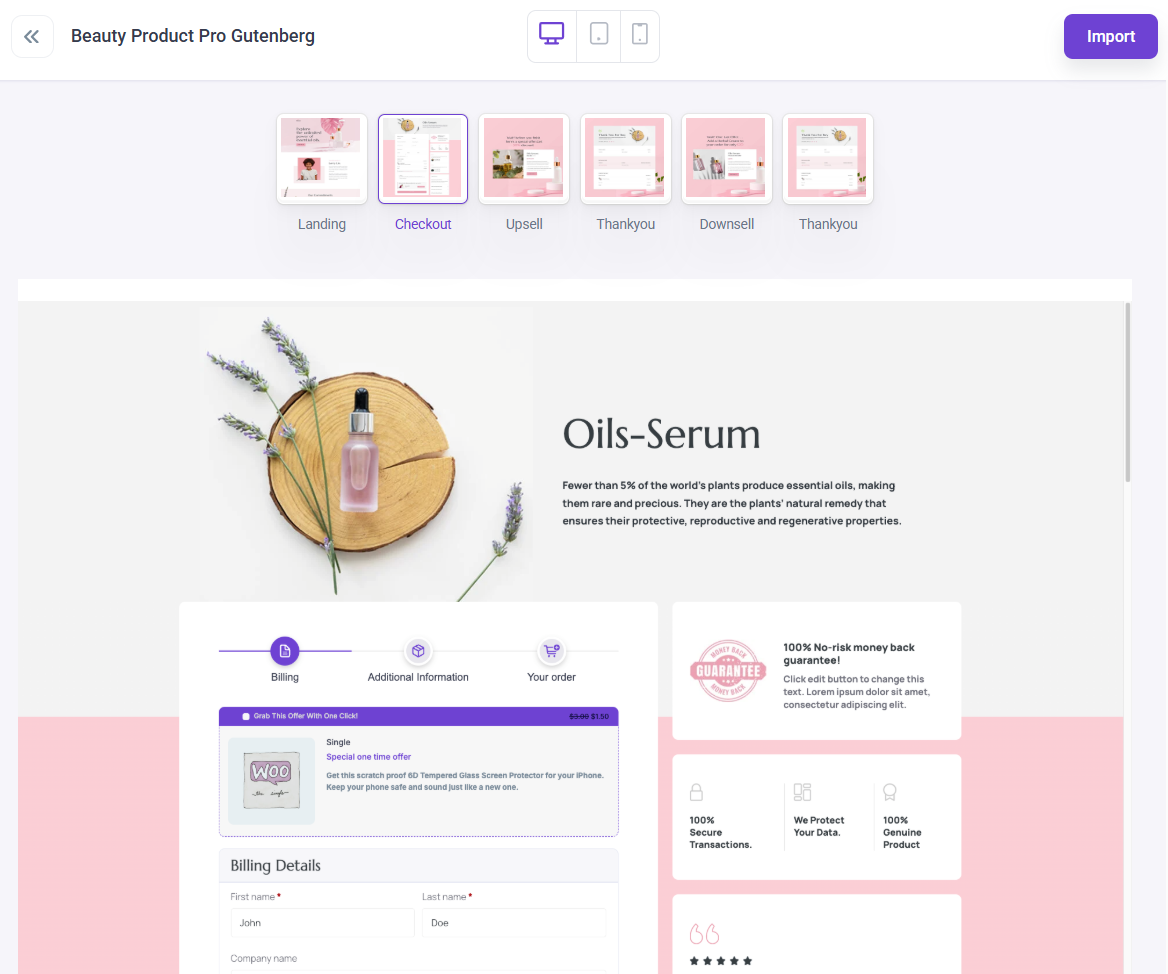 WPFunnels checkout template