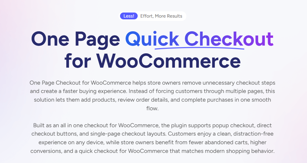 One Page Quick Checkout for WooCommerce plugin