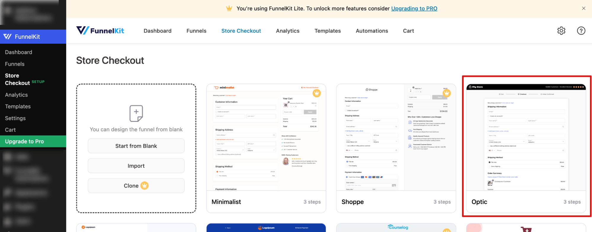 Select optic prebuilt template built for WooCommerce block editor