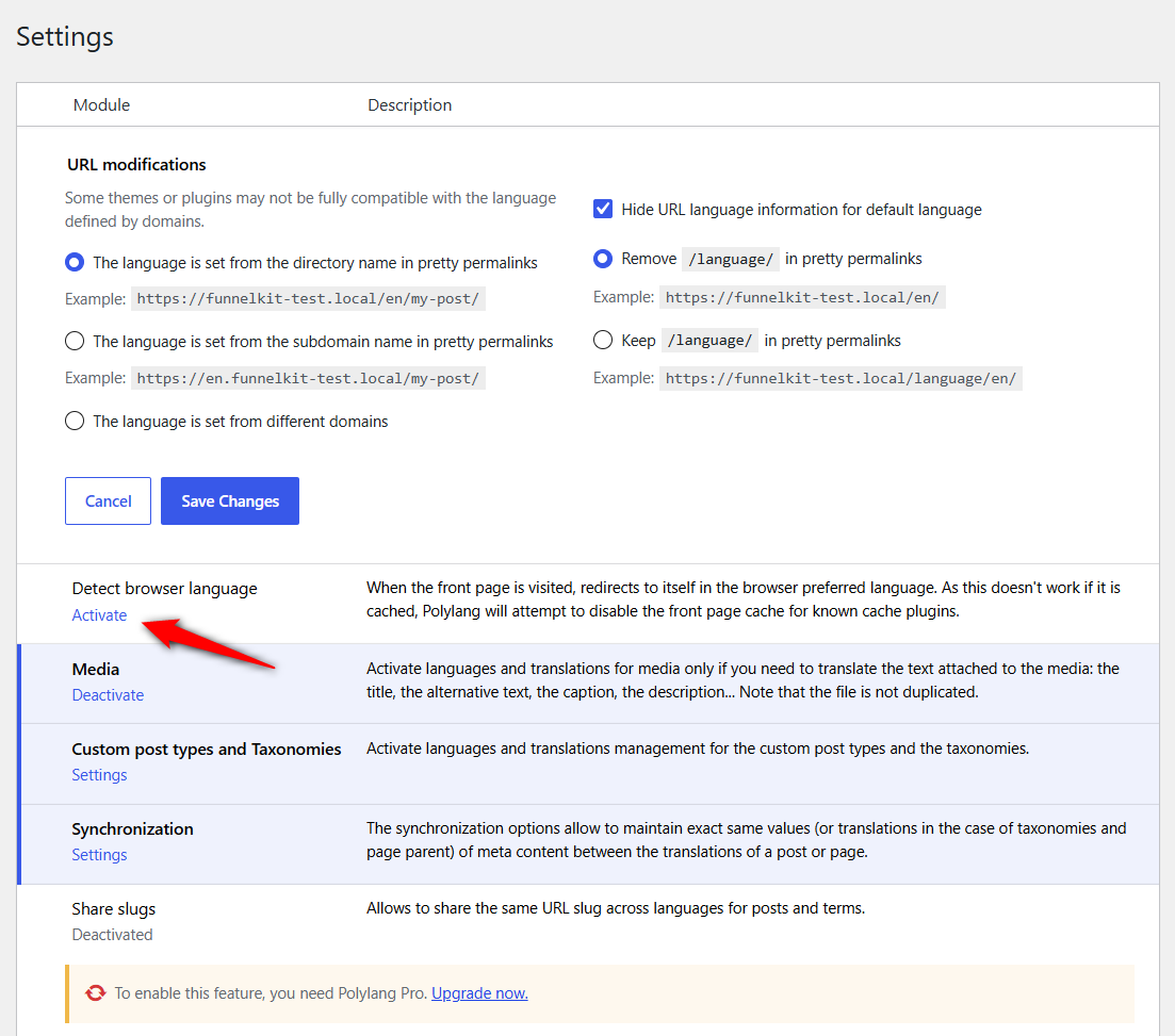 enable browser language detection so first-time visitors land on their own language version automatically