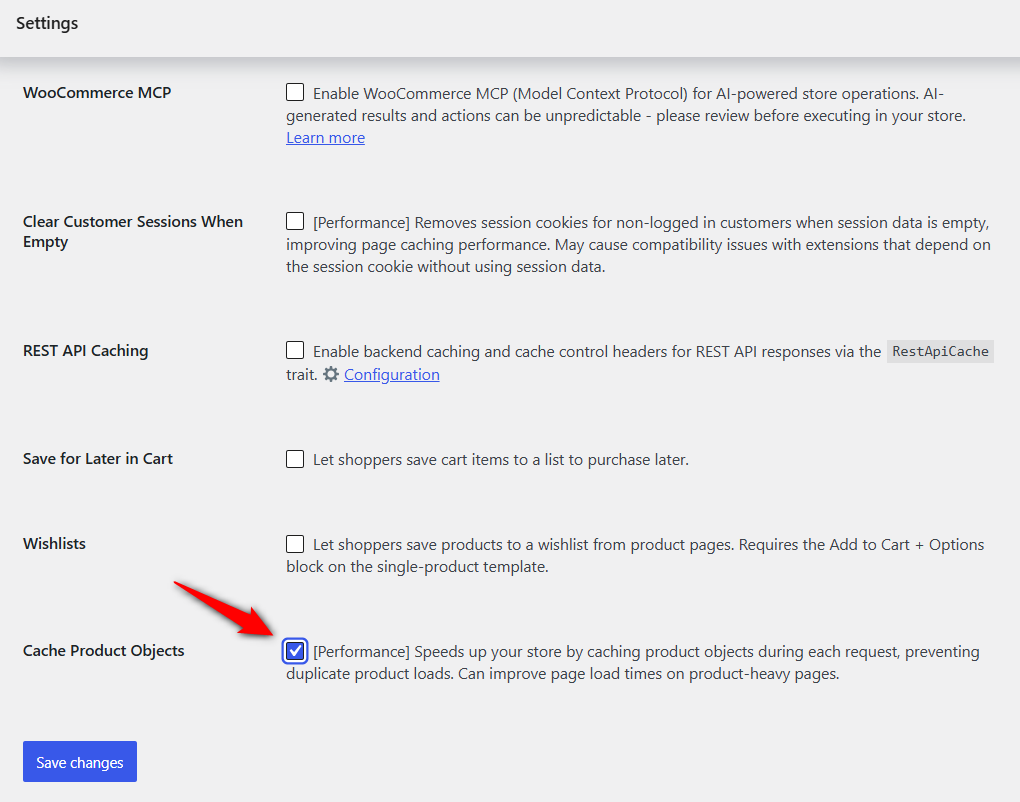 Enable it under WooCommerce > Settings > Advanced > Features, under Cache Product Objects.