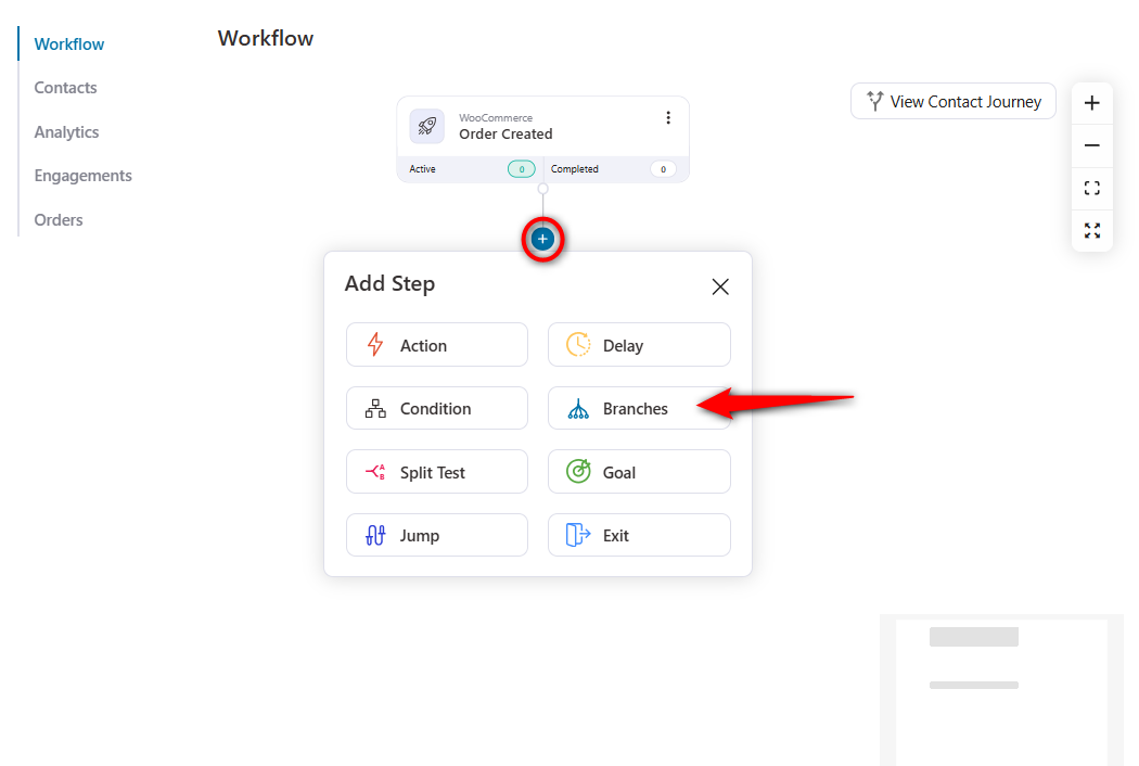 Add the branches step to your automation workflow