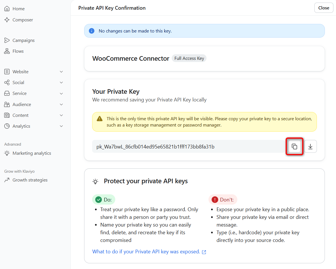 generate your private API key from here and copy it
