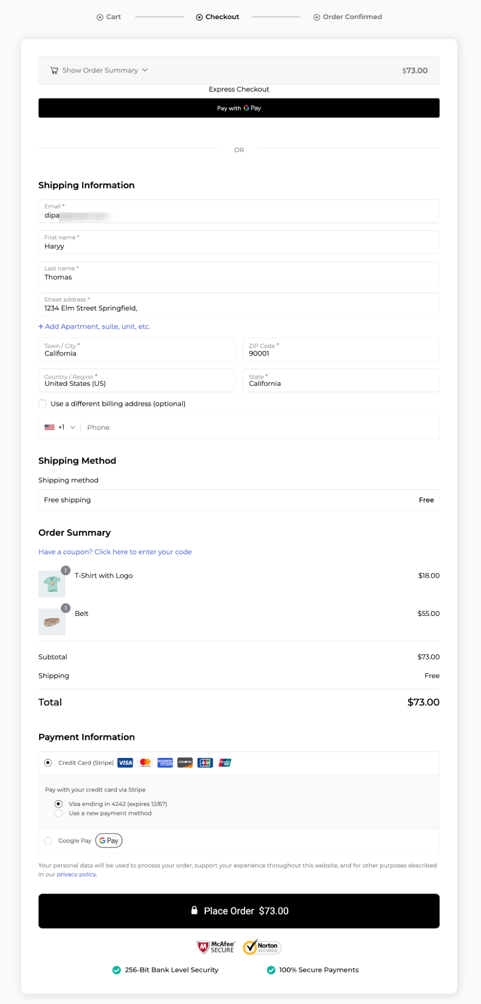 custom checkout page built with WooCommerce block editor