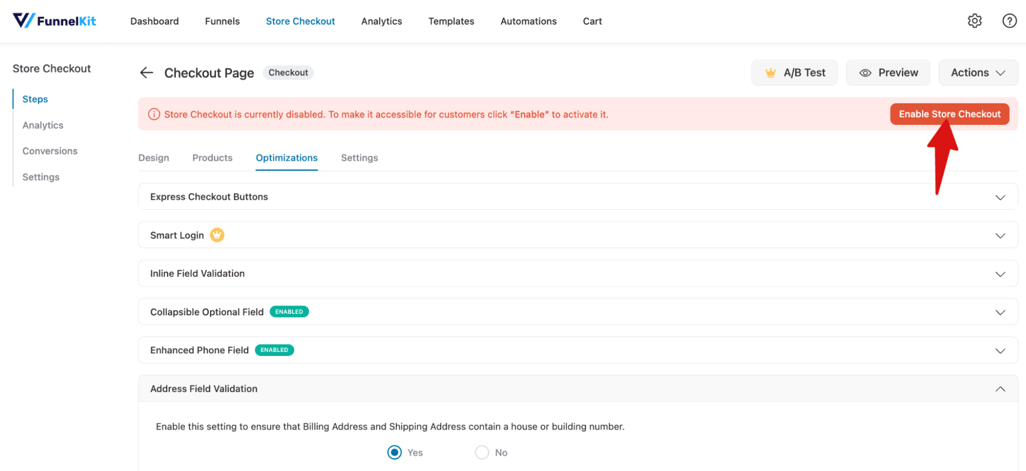 enable store checkout