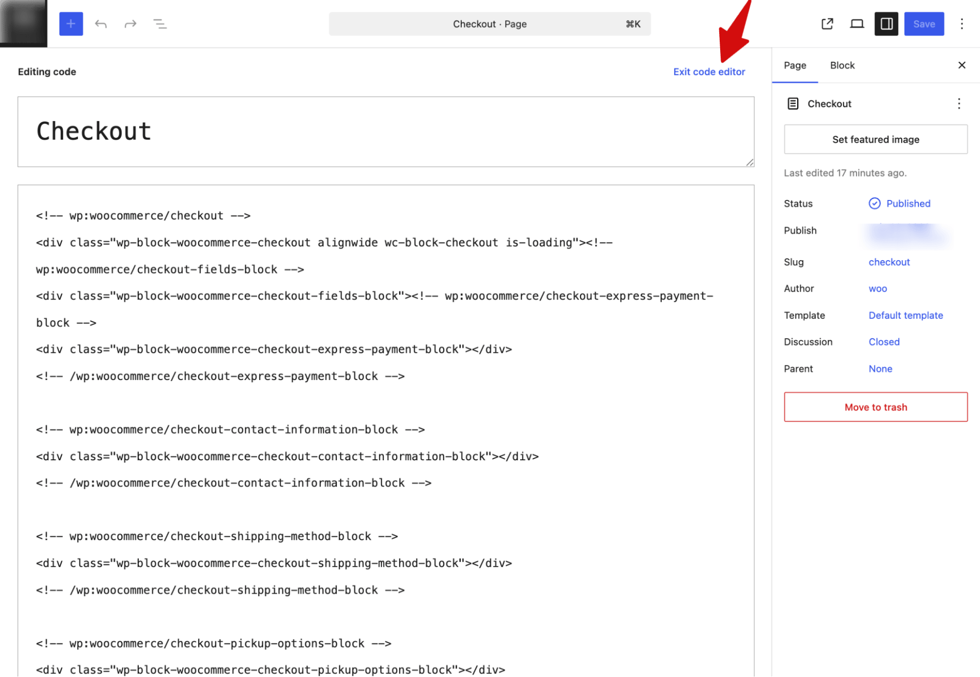 exit code editor checkout