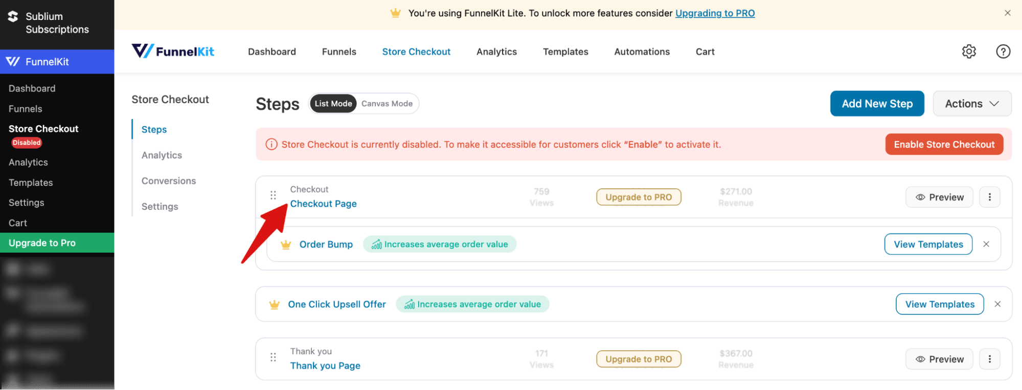 hit custom checkout page to start customizing with WooCommerce block editor
