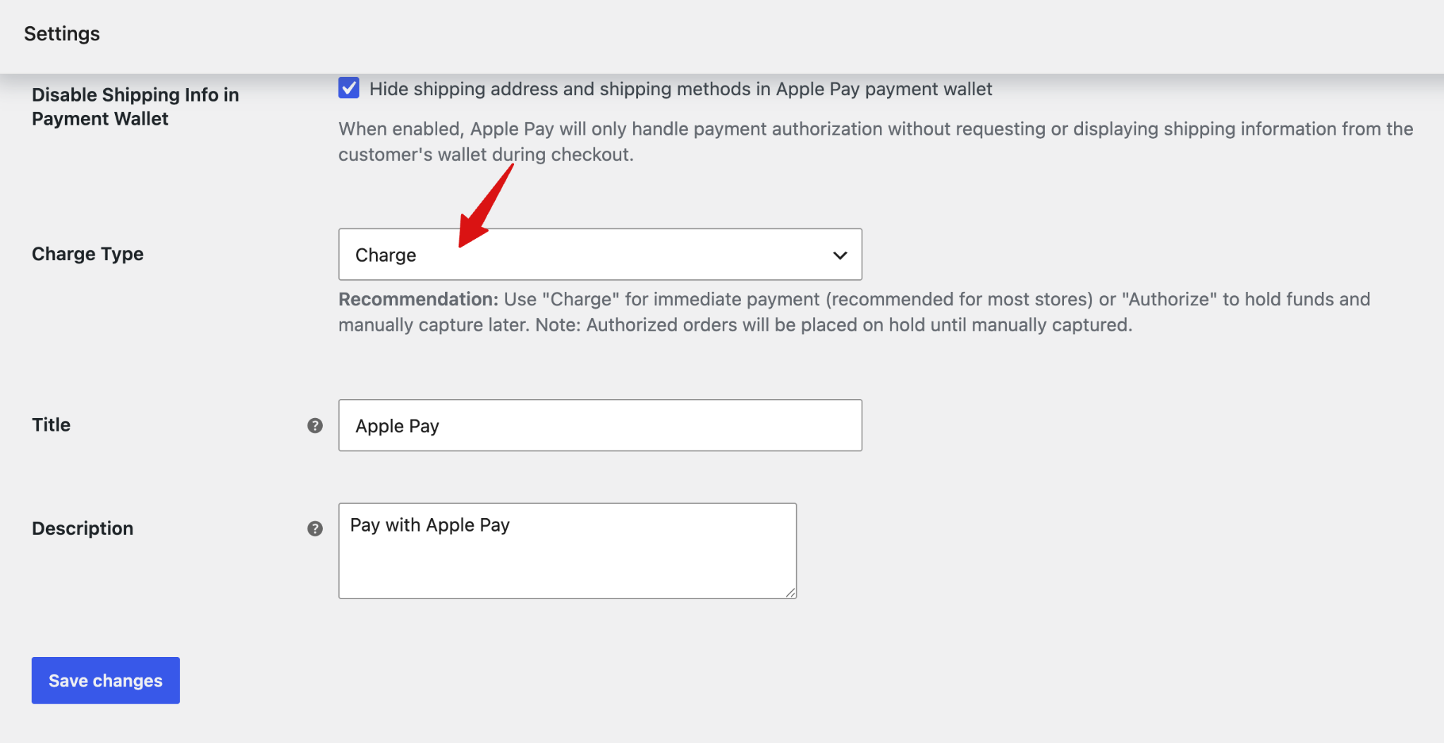 Configure Amazon Pay charge type for payment processing